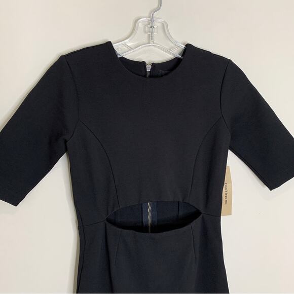 NEW Reformation Evita Midi Dress (Sz 0) Cut-Out Stretch Ponte Black - Picture 5 of 13